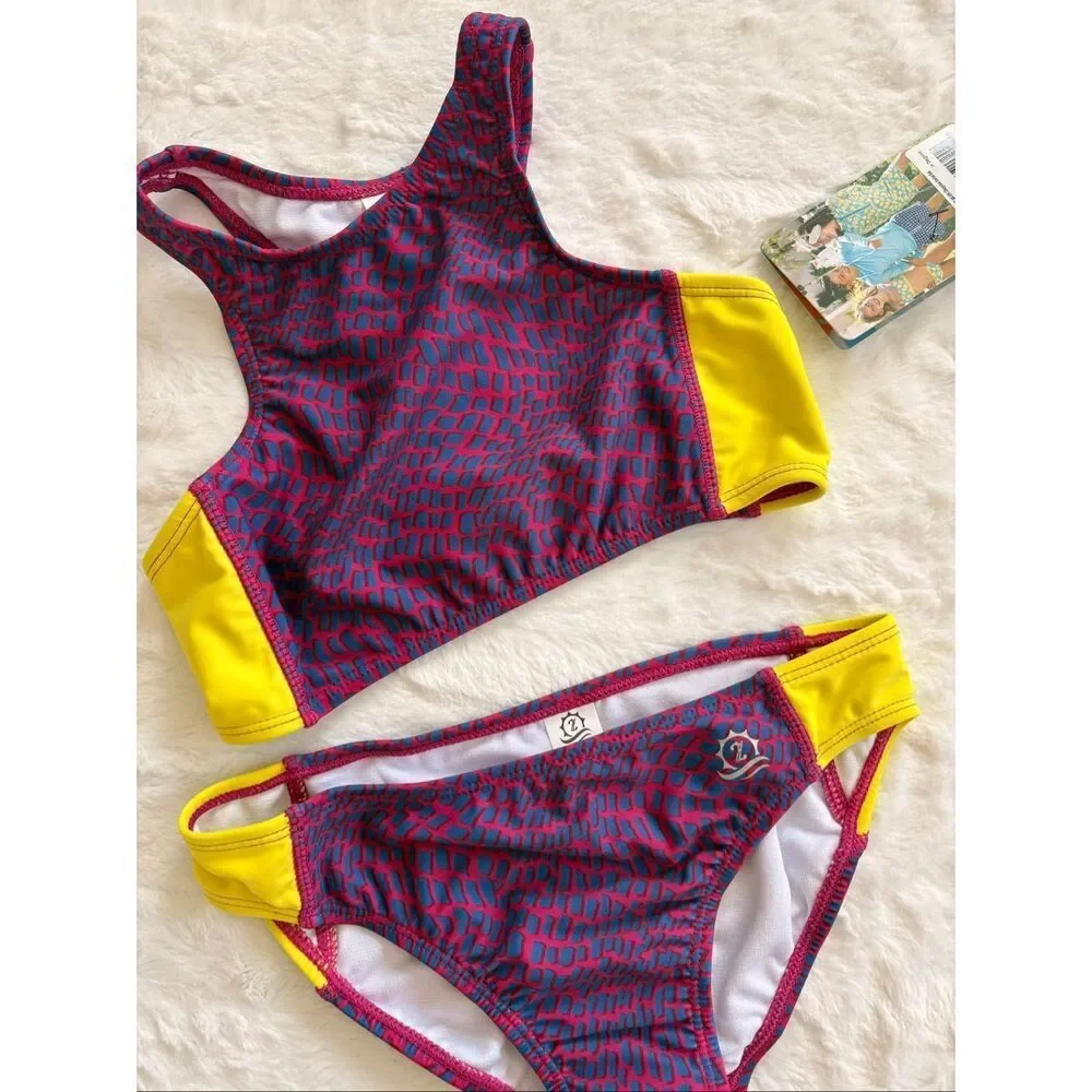 Swim Zip Girls Halter Top Bikini Set (2 Piece) Size 6-8